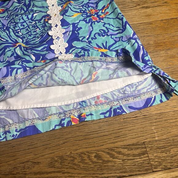 Lilly Pulitzer Girls Shift Dress Size 10 Blue Floral Cotton Sleeveless Mai Tai - Picture 11 of 15